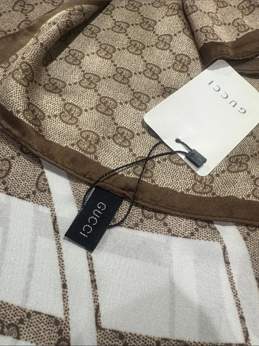 Beige Brown Monogram Throw with White Logo Overlay